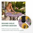 thumbnail image 4 of Round Outdoor Tablecloth with Umbrella Hole and Zipper, Violet Sunshine Sunflower Tablecloth with Elastic Waterproof, Pastoral Bees Farmhouse Floral Patio Table Covers for 45" - 54" Pool Tables, 4 of 9