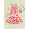 thumbnail image 2 of Bslissey Toddler Girls Valentine's Day Bell Bottom Jumpsuit Heart Print Sleeveless Tie Shoulder Strap Romper Overalls Infant Casual Cute Flare Pants 6 Months-3 Years, 2 of 7