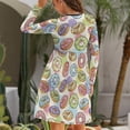 thumbnail image 4 of Fall Dresses for Women 2024, Glazed Donuts Womens Fall Dresses Long Sleeve Casual Tie Waist Clothes, Womens Fall Fashion 2024 Midi  Dresses Outfits with Pocket, 4 of 6
