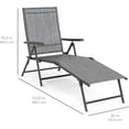thumbnail image 3 of YYEAN Set of 2 Outdoor Patio Chaise Lounge Chair Adjustable Reclining Folding Pool Lounger for Poolside, Deck, Backyard w/Steel Frame, 250lb Weight Capacity-Grey, 3 of 10