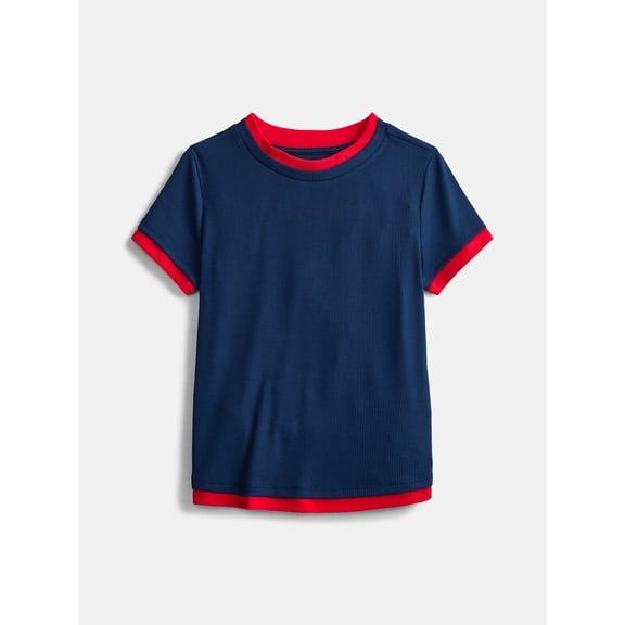 Weekend Academy Girls Layered Tee with Short Sleeves, Sizes 4-18