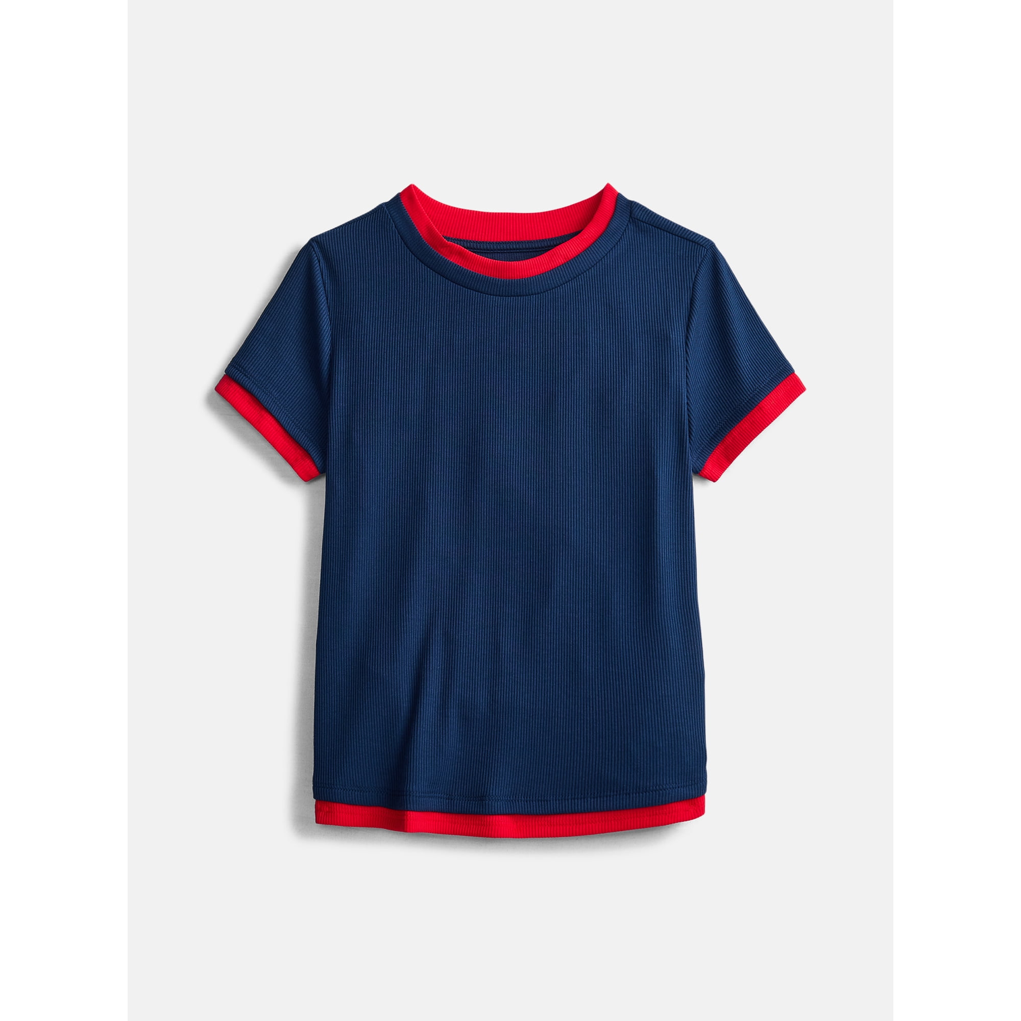 Weekend Academy Girls Layered Tee with Short Sleeves, Sizes 4-18