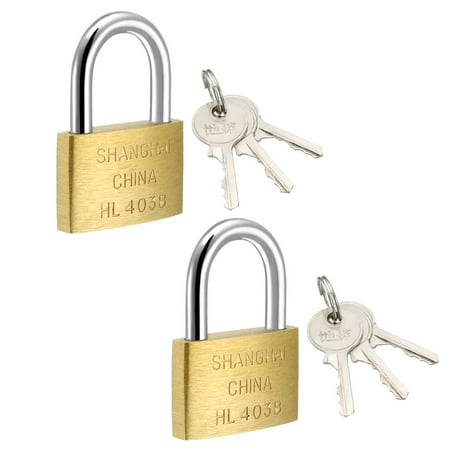 - 2pcs 30mm Body Wide Brass Padlock Brushed Finish Harden Shackle, Keyed Alike