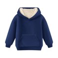 thumbnail image 5 of Dezsed Unisex-kids Fleece Hoodie Sweatshirt Toddler Boys Girls Fashion Long Sleeved Thickening Warm Pocket Casual Sports Tracksuits Hooded Top for 3-4 Years Navy, 5 of 9