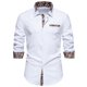 thumbnail image 1 of Blusa y camisa de manga larga con cuello vuelto para hombre, informal, con botones y retazos, de manga larga y cuello vuelto., 1 of 8