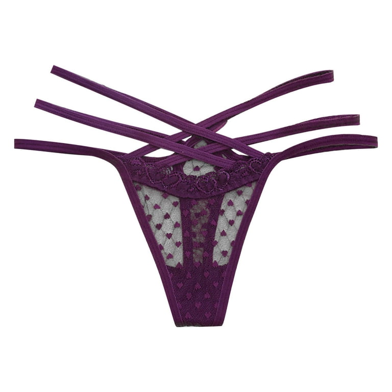 Romantic Corded Lace High-Waist Thong Panty in Purple