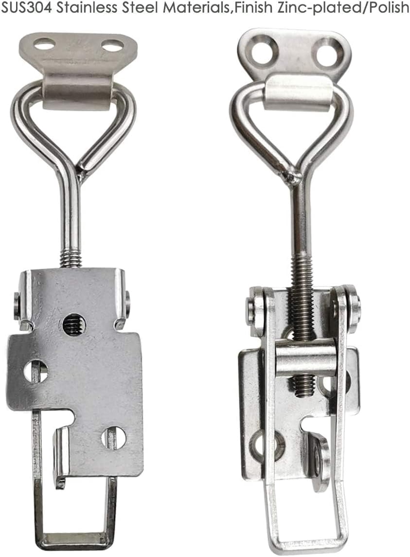 JJEAN-Adjustable Buckle Cabinet Boxes Lever Handle Toggle Catch Latch Lock with Screws,2 Pcs (3S,Range:126-148mm)