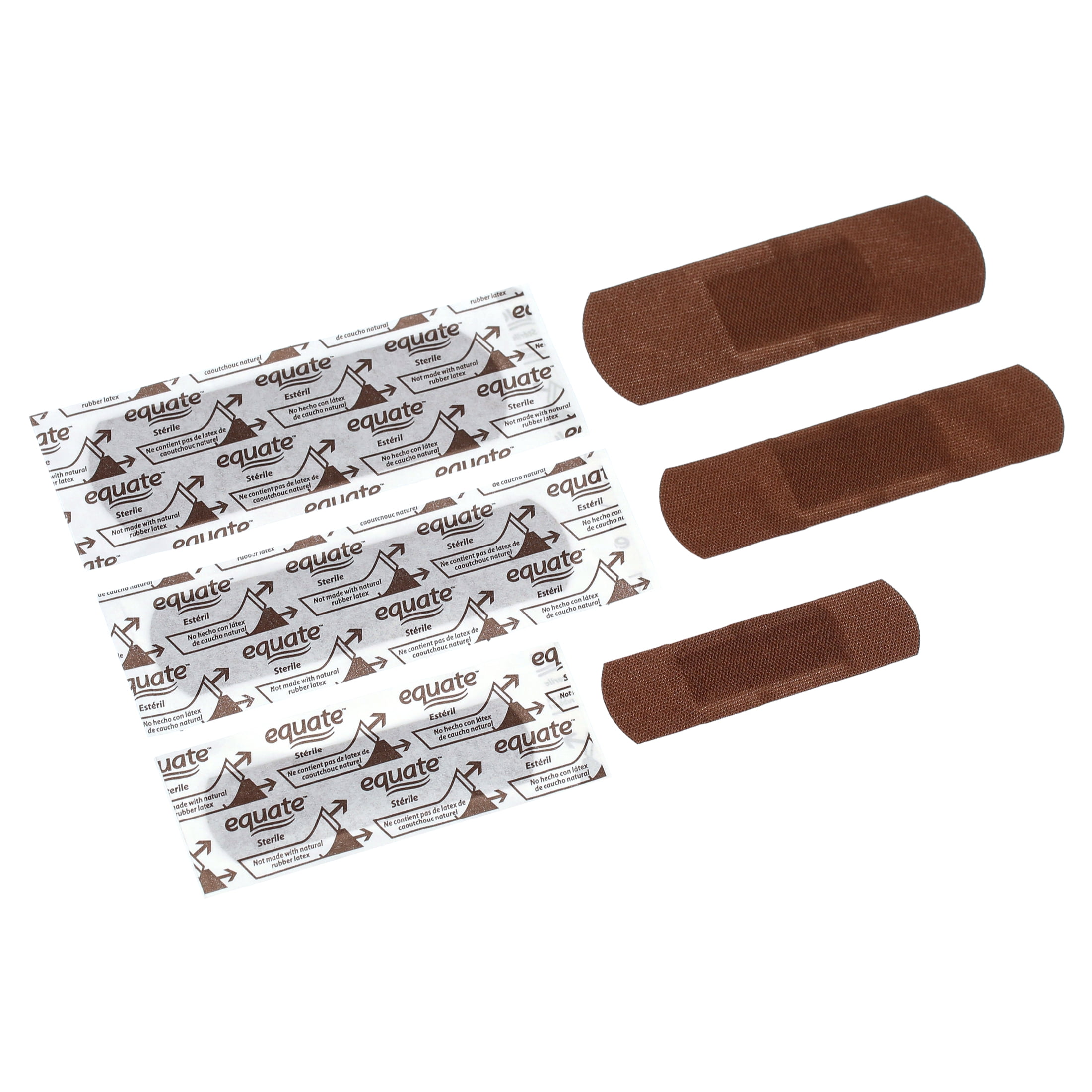 (3 pack) Equate Flexible Fabric Antibacterial Bandages, Dark Bronze, 100 Count