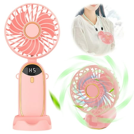 

Portable Handheld Fan Portable Fan Rechargeable Adjustable 5 Speed Wind Display Electricity in Real Time USB Rechargeable Foldable Fan Quiet Personal Fan
