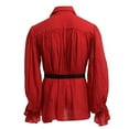 thumbnail image 5 of Mens Retro Shirt Medieval Gentleman Blouse Ruffle Lace Up V Neck Long Sleeve Loose Costume, 5 of 7