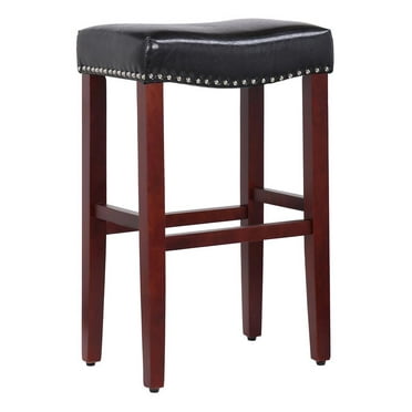 Solid Wood Saddle Counter Stool Black, Darby Home Company Counter Stools