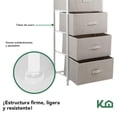 thumbnail image 4 of Comoda Cajonera de 4 Cajones Mueble Organizador Tela Madera beige M, 4 of 4