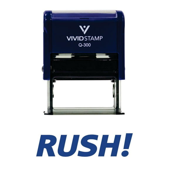 Vivid Stamp Rush Self Inking Rubber Stamp (Blue Ink) - Large
