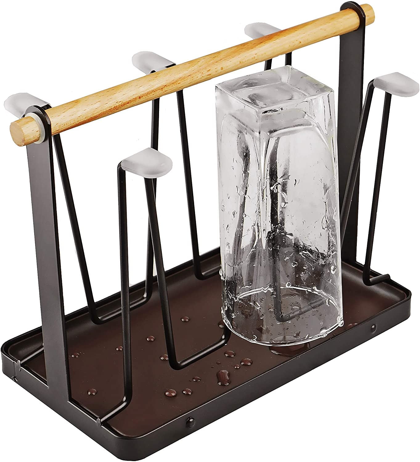 VALINK Cup Drying Rack Stand,Beer Glasses Rack - Bottle Drying Rack, Metal  6 Cup Mug Holder with Handle Non-Slip Water Cup Drain Storage Rack