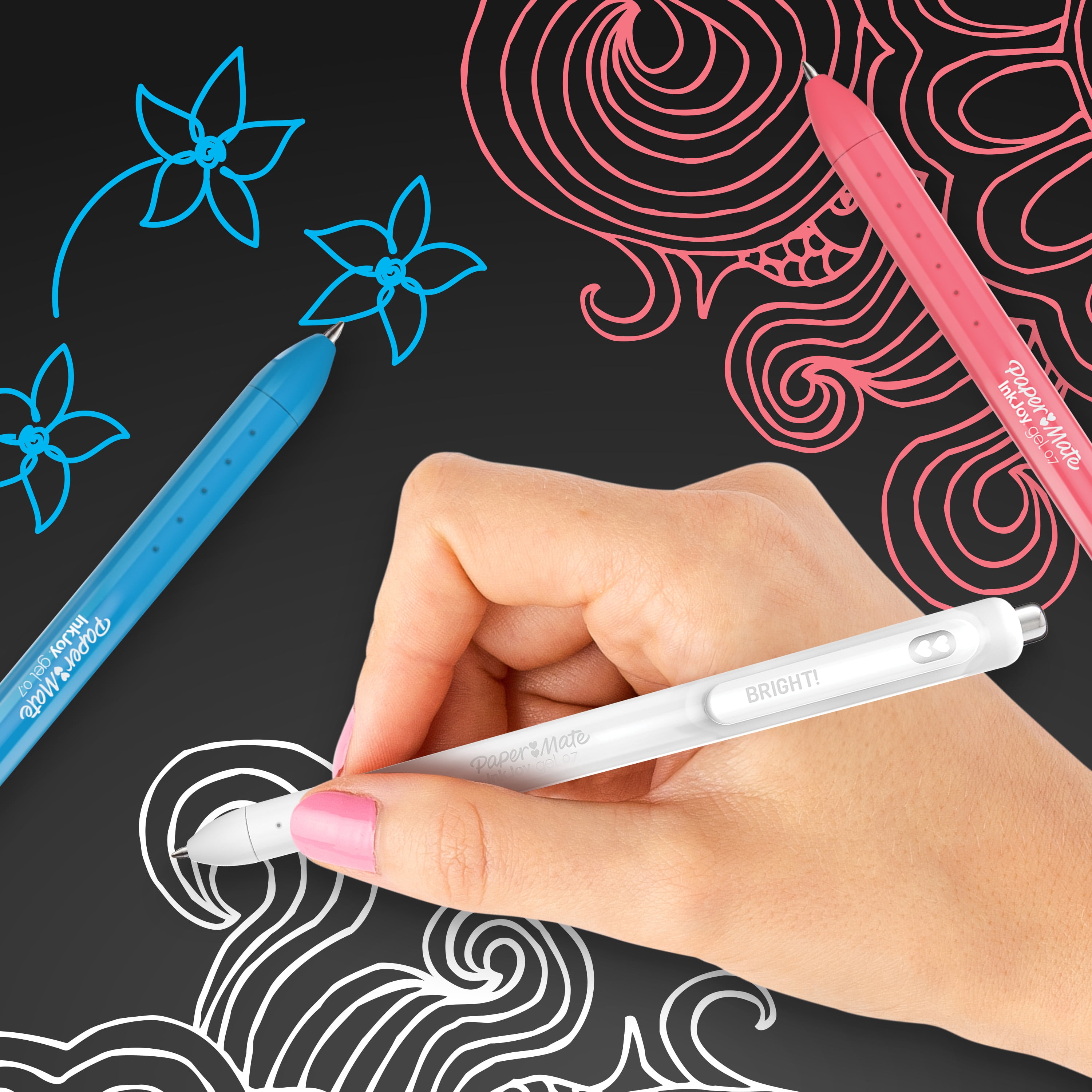 Paper Mate InkJoy Bright Pens, Gel Pens with Paint-like Ink, Medium Point (0.7 mm), Retractable, Assorted Brighter Colours, 6 Count