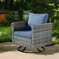 thumbnail image 5 of Ovios 9 Pieces Patio Fire Pit Set Outdoor Wicker Sectional Sofa Conversation Set with Swivel Rocking Chairs,Denim Blue, 5 of 8
