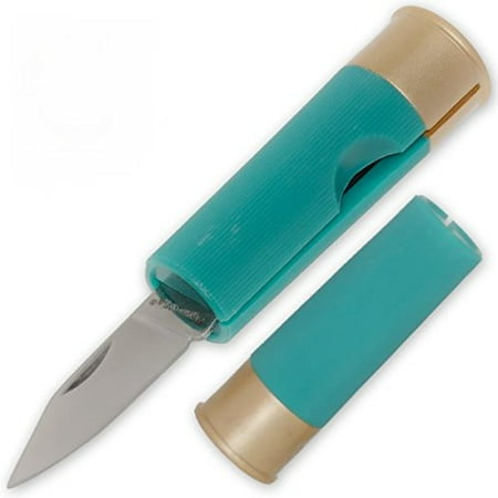 12 Gauge Shotgun Shell Knife - 12 Gauge Shotgun Shell Folding Knife (Green), 4.25 inch overall length By SZCO