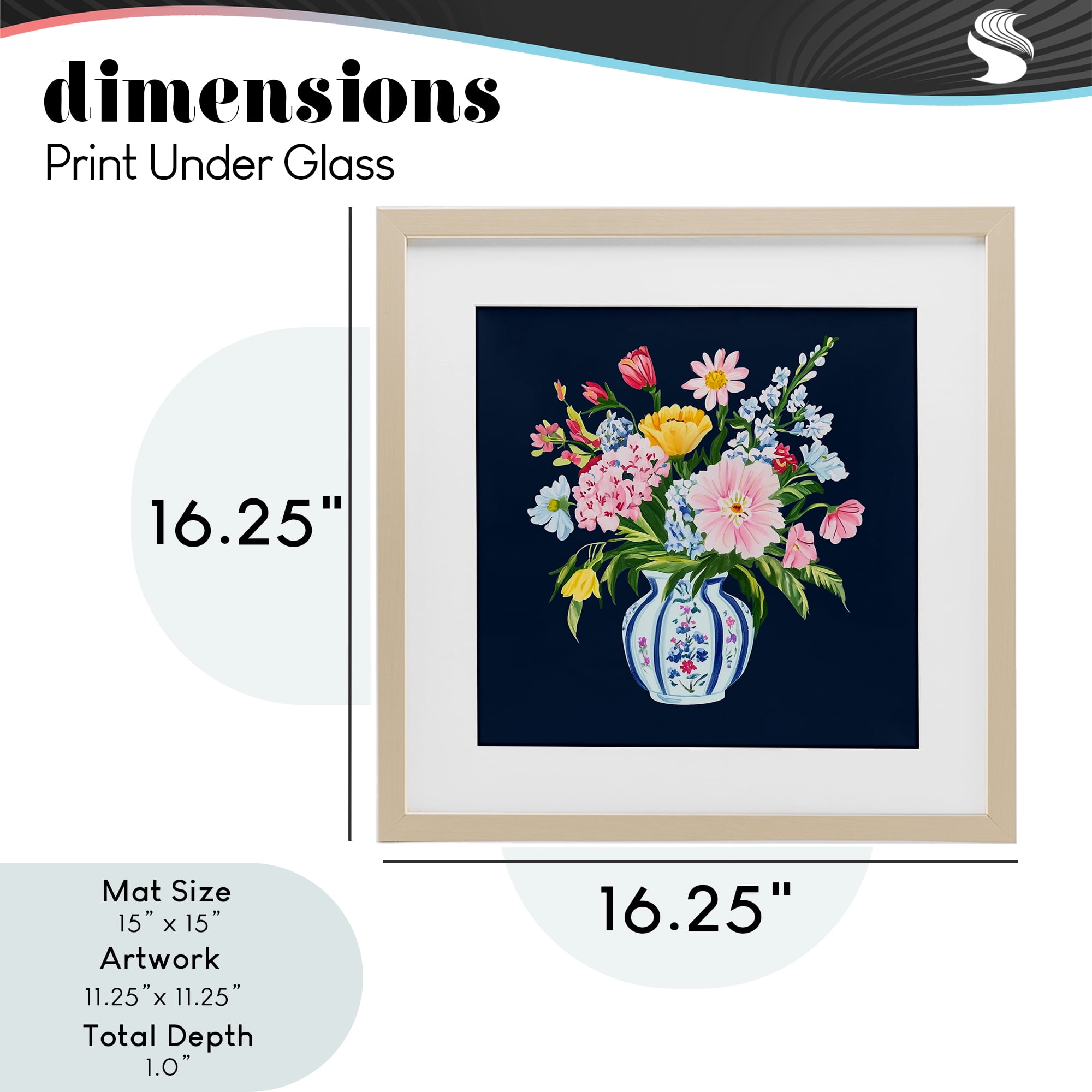Spring Elegance Chinoiserie Vase Birch Framed Print Under Glass, design by Yen
