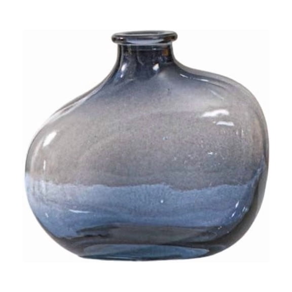 LWVITH Ins Style Small Glass Vase, Gradient Blue Narrow Mouth Hydroponic Vase for Single Stem Flower, Living Room Table Centerpiece for Bedroom Office, for Rose Eucalyptus Dried Flowers