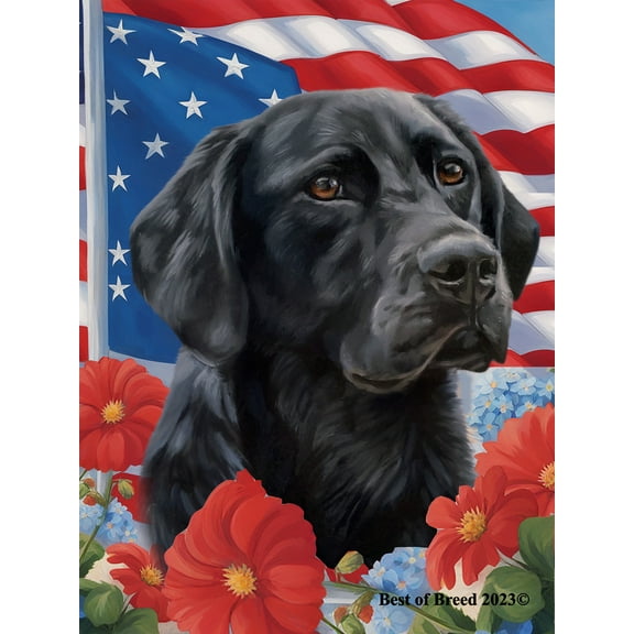 Black Labrador - Best of Breed All-American Patriotic I Garden Flag