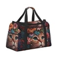 thumbnail image 2 of Fotbe Flower Crown Cat Bolsa de Viaje con Estampado, Bolsa de Fin de Semana para Mujer con Compartimento para Zapatos, Bolsa de Gimnasio con Bolsillo Húmedo, 2 of 7