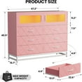 thumbnail image 2 of AOILE 6-Drawer Dresser with 2-Door Cabinet, LED Lights & Charging Station, Modern TV Stand, 2 of 7