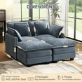 thumbnail image 4 of BedLuxury Modular Sectional Sofa, Loveseat Sofa with Movable Ottomans, Sleeper Comfy Deep Seat Cloud Couch for Living Room, Blue, 4 of 8