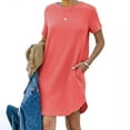 thumbnail image 2 of asddcavvf Robes pour Femmes Mode Décontractée Sport Manches Retroussables Couleur Unie Irrégulière Robe de Tennis, 2 of 3