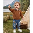 thumbnail image 3 of Toddler Baby Boy Clothes 18 Months Boys Fall Winter Outfits 24 Months Boys Long Sleeve Lapel Top Jeans Pants 2PCS Clothing Set Brown, 3 of 7