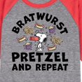 thumbnail image 3 of Peanuts - Bratwurst Pretzel And Repeat Snoopy - Toddler & Youth Raglan Graphic T-Shirt, 3 of 7