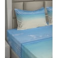 thumbnail image 4 of Ambesonne Tropical Fitted & Top Sheet Set with Shams, Carribean Sea Beach, Cream Navy, 4 of 5