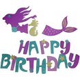 thumbnail image 4 of Mermaid Magical Sparkle Feliz Cumpleaños Banner Favor Mermaid Tema Decoración Fiesta Suministros Afortunado Sencillez, 4 of 5