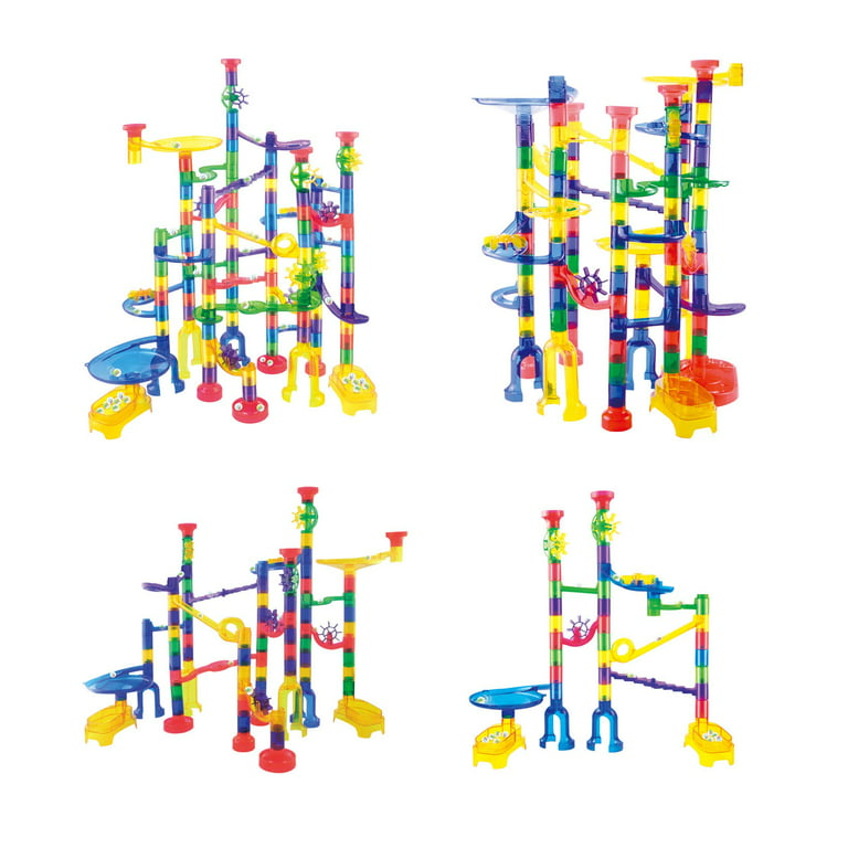 JOYIN Marble Run Premium Set(196 Pcs) Construction Building Blocks Toys Stem Educational Toy Building Block Toy(156 Translucent Plastic