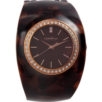 Caravelle 44L143 Womens New York White Dial Gold Steel Bracelet