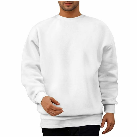 PInxai Mens Sweatshirts Oversized Drop Shoulder Loose Athletic Fall Solid Color Long Sleeve Pullover