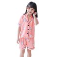 thumbnail image 5 of TOOYOU Girls Sleepwear 2 Pack Pajamas Kids Casual Cartoon Prints Short Sleeves Top Waist Shorts Pajams Loungewear Set Outfit Sweet Girl Relaxing Casual Pyjamas Size 2-3 Years Pink, 5 of 5