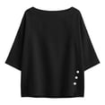 thumbnail image 3 of Cilsoka Cotton Linen T-Shirt for Women Versatile Short Sleeve Crew Neck Shirts with Side Button Down Casual Loose Fit Tops, 3 of 6