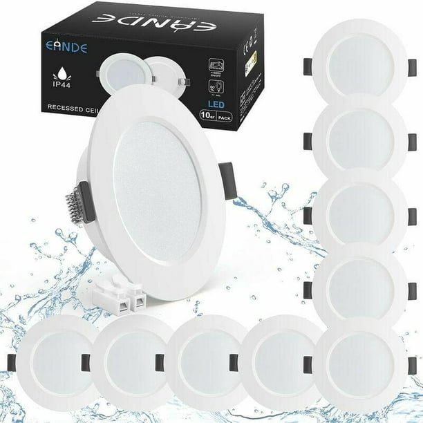 Juego de 10 Focos Empotrables LED 5W IP44 98mm, Blanco Neutro 4000K Iluminación Empotrable Impermeable 450lm, Foco LED Extra Plano 25mm, Focos de Techo 230V para Baño Salón Cocina, Agujero 70-88m