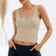 thumbnail image 2 of Camiseta sin mangas de punto acanalado con cuello redondo para mujer - Camiseta básica ajustada para llevar debajo de otras prendas, tallas S-XL, 2 of 8