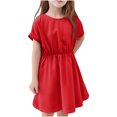 thumbnail image 2 of CYRBOKO Summer Dresses for Toddler Girls 2025, Casual Birthday Short Sleeve Cotton Princess Dresses Red Size 3-4 T, 2 of 9