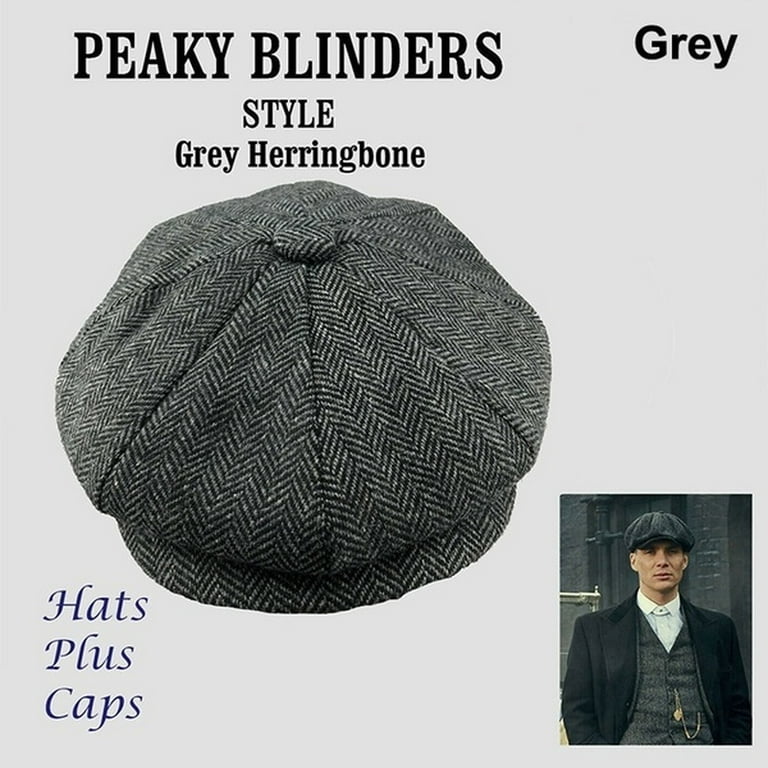Wool Newsboy Caps Men Herringbone Flat Caps Gatsby Cap Woolen Driving Hats Vintage Inspired Hat Winter Peaky Blinders, Men's, Size: 56-58cm, Black