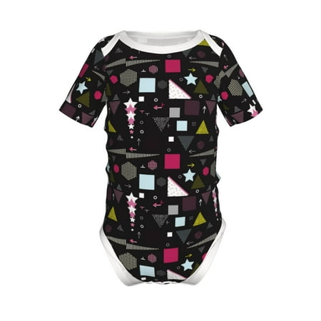 

Lukts Colorful Geometry Print Baby Short Sleeve Romper Onesie for Newborn Baby Boys and Girls-2 Years