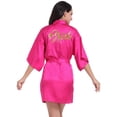 thumbnail image 2 of LYMAYTER Women Satin Kimono Bathrobe Bride Bridesmaid Robes with Gold Glitter or Rhinestones S-2XL, 2 of 7