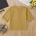 thumbnail image 4 of Hauaitttt Linen Shirts for Girl 3/4 Sleeve V Neck Blouses Buttons Loose Fit T Shirts Solid Color Summer Holiday Tops Cute Shirts for Girls Size 8 Girls Yoga Tops Crop Kids Girl Dress Lace T Fall Tops, 4 of 6