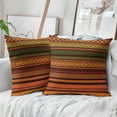 thumbnail image 4 of Brown Green Red Pillow Covers 18x18 Inch Set of 2 Bohemian Multicolor Stripes Decorative Throw Pillows Retro Southwest Geometric Boho Mexican Pillow Cases Home Decor for Sofa Couch Outdoor, 4 of 6