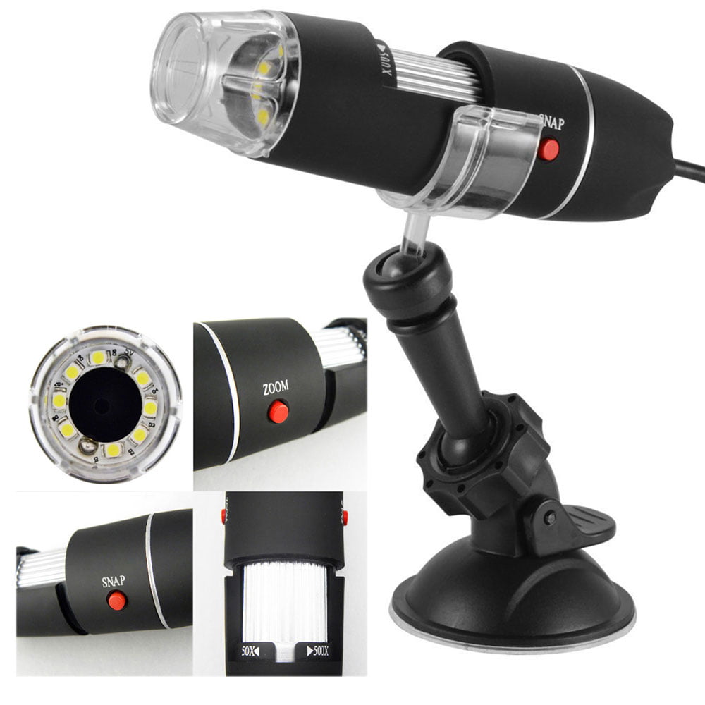 Portable USB Digital Microscope 50X-500X Electron Microscope with 8 LED