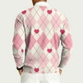 thumbnail image 6 of LWavelet Men's Argyle & Heart Sweater - Classic Texture, Ideal for Valentine's Day Gatherings & Smart Casual Style Vermilion 3XL, 6 of 6