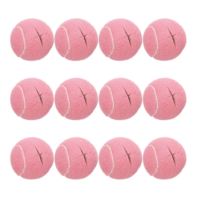 Uxcell 12 Pcs Pelotas de Tenis Precutadas para Andadores, Accesorios Universales de Pelotas Deslizantes Precutadas para Protección de Patas de Muebles y Pisos, Rosa