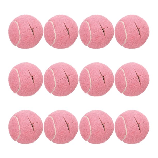 Uxcell 12 Pcs Pelotas de Tenis Precutadas para Andadores, Accesorios Universales de Pelotas Deslizantes Precutadas para Protección de Patas de Muebles y Pisos, Rosa