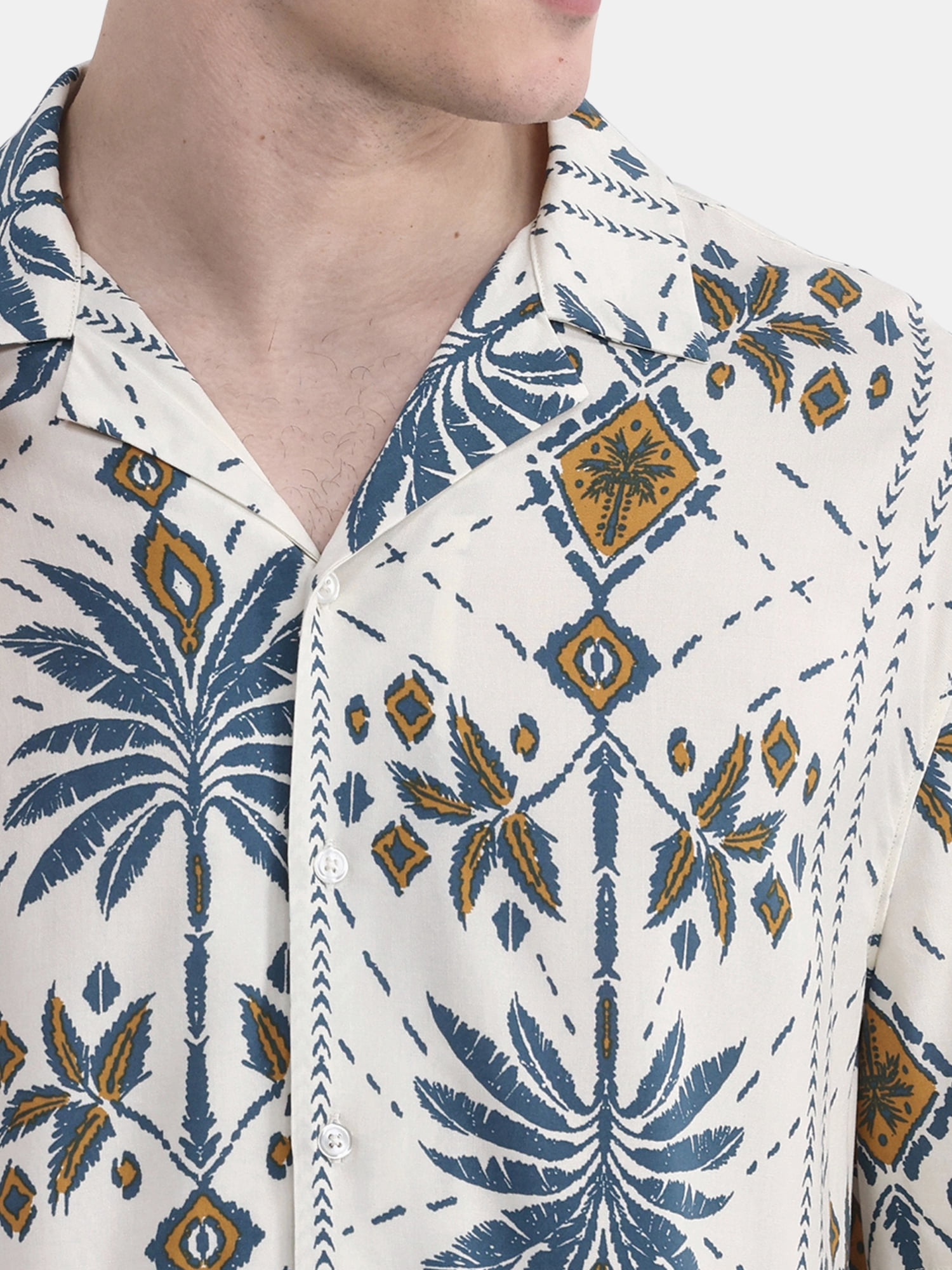 No Boundaries Men's & Big Men's Rayon Print Button Up Shirt with Short Sleeves, Sizes XS-5XL